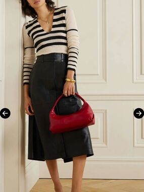 KHAITE Cream and Black Horizontal-Stripe Crew Sweater Sz L (fits like a S)